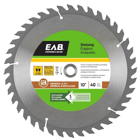 Inserciones 10 in. x 40 Teeth Finishing Shelving Saw Blade - Recyclable Exchangeable IN3357601